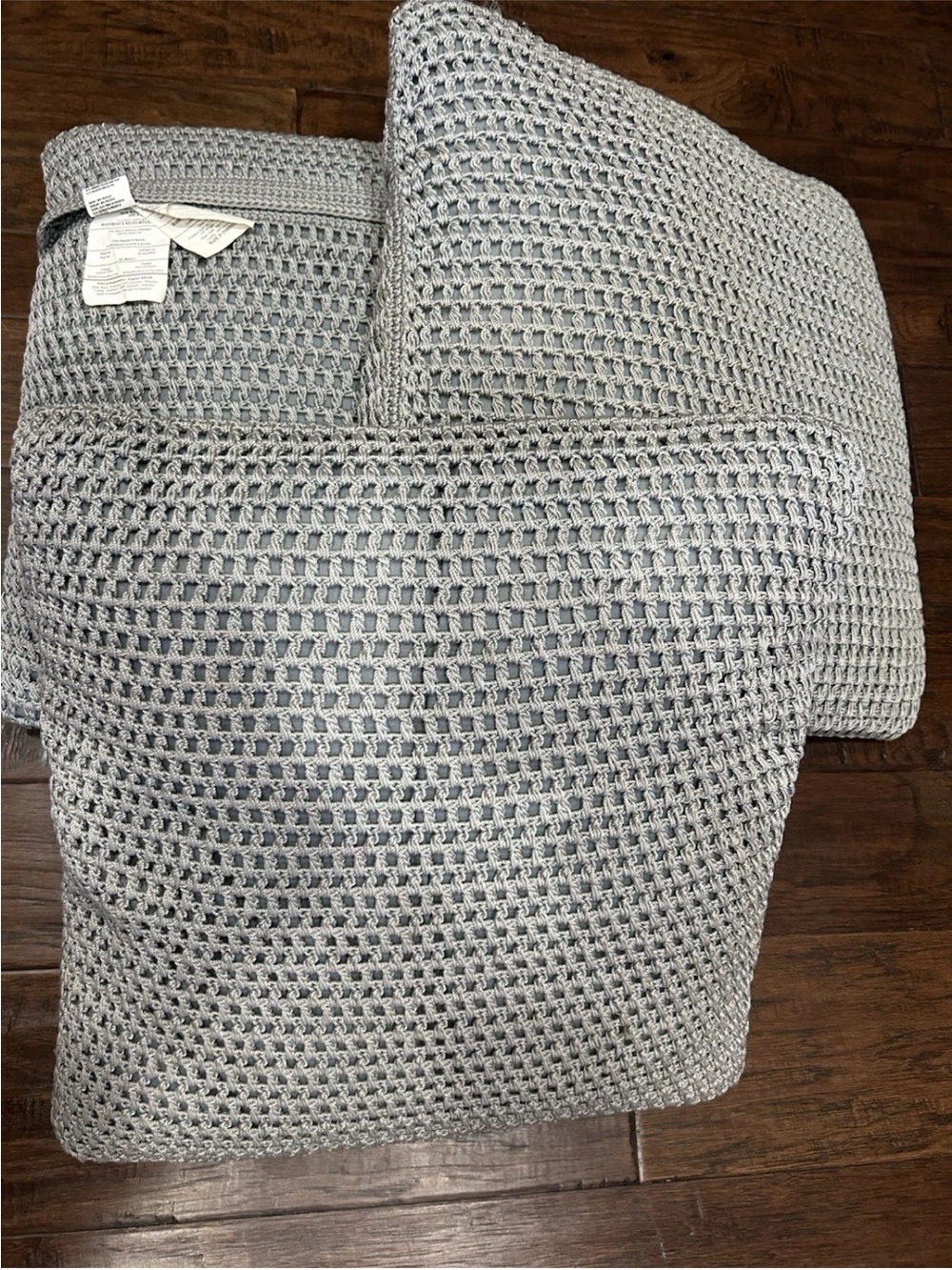 Crate and Barrel set of 3 crochet throw pillows gray